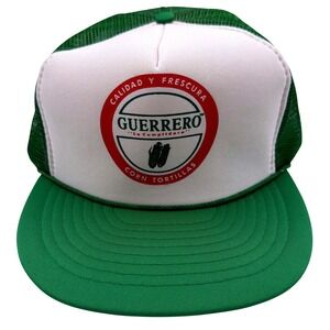 Vtg Guerrero Corn Tortillas Trucker Hat 1980's Green White Snapback Nissin Cap